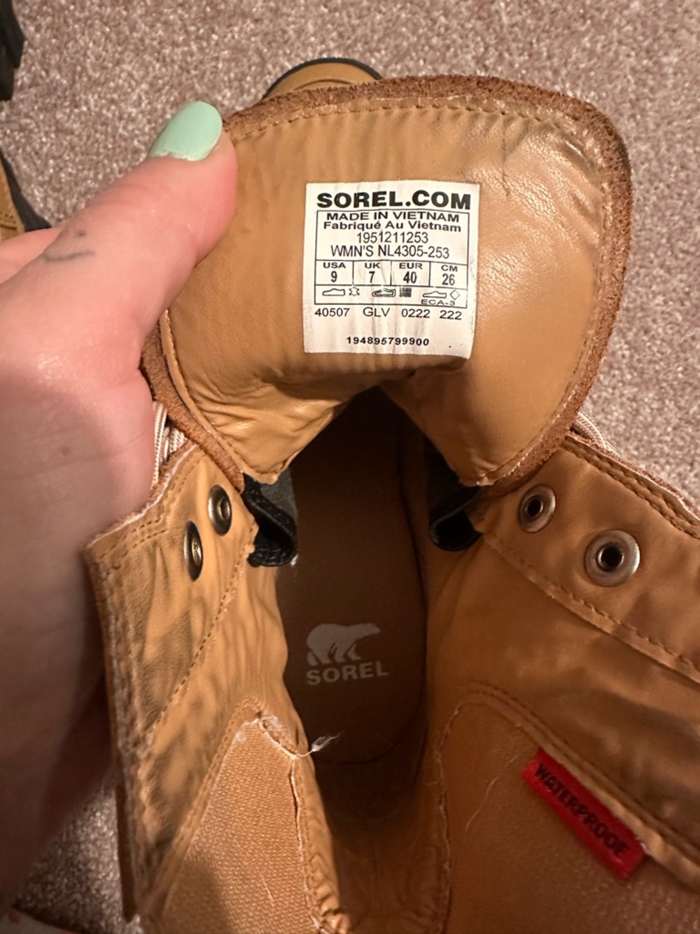 Sorel Brex Lace Up Boots- Womens size 9- Tan - Picture 9 of 16